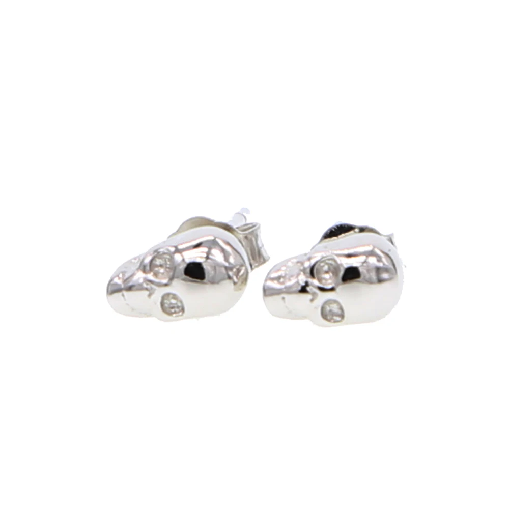 

2018 Sale Promotion Earings Brinco Real 925 Sterling Silver Polished Simple Fine Jewelry Cool Skull Stud 3d Shape Girl Earring
