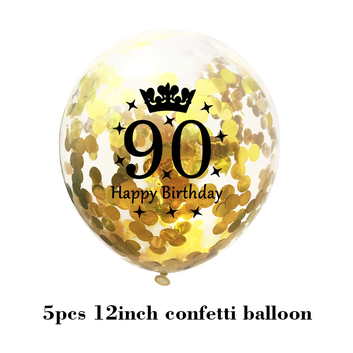 Happy Birthday Confetti Balloon Number Balloon Adult Birthday Cake Topper Gift Sticker For 16 18 21 30 40 50 60 Years Decoration - Цвет: 90 gold balloon