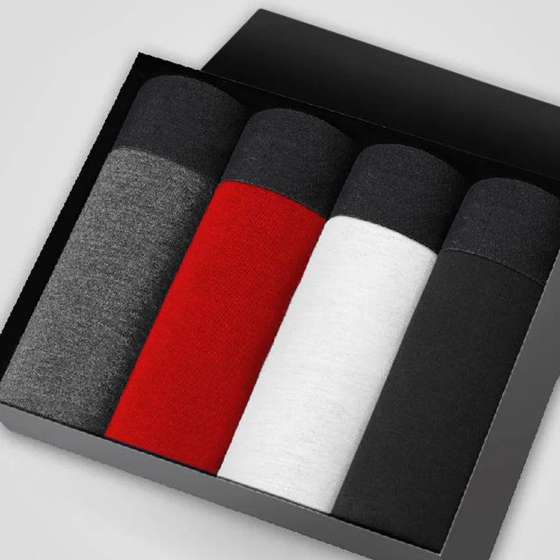 

Mens Underwear Cotton Man Big Short Colorful Breathable Solid Flexible Shorts Boxer Pure Color Underpants 4pcs/lot