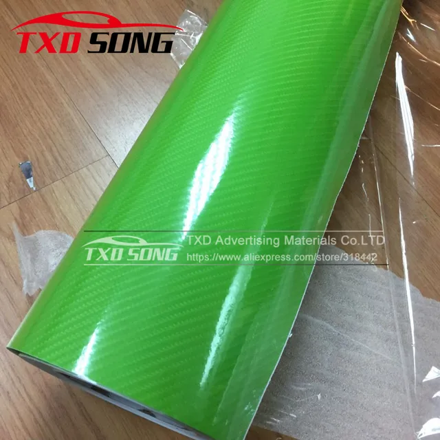 Premium quality Glossy Yellow 5D Carbon Fiber Vinyl film Colored Glossy Carbon Fiber Vinyl Film