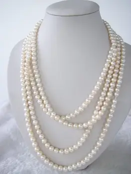 

Hot sale new Style >>>>>7-8mm White Akoya Cultured Pearl Necklace 70"