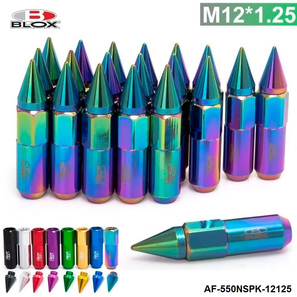 

20PC Blox Jdm Style Aluminum Extended Tuner Wheel Lug Nuts With Spike For Wheels Rims M12X1.25 AF-550NSPK-12125