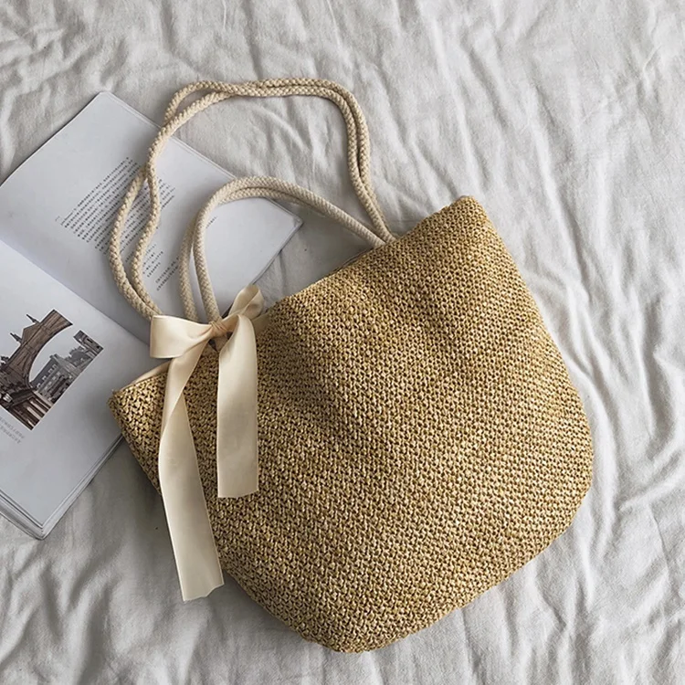 Богемная летняя сумочка из соломы женская большая Вместительная женская пляжная сумка для отдыха тканая сумка для женщин Повседневная
