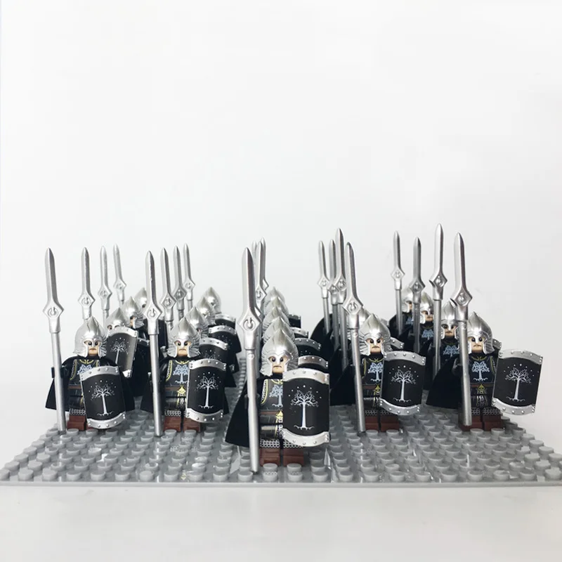 

21pcs Castle Knight Gondor Solider infantryman min figures with shield Lord of the rings Compatible legoe block kids toys