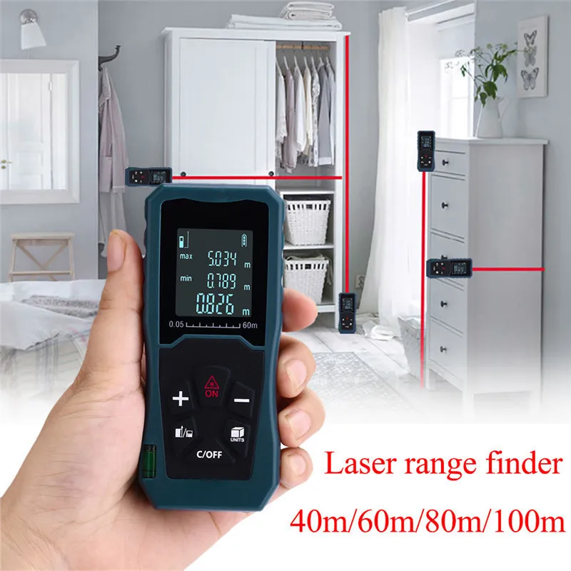 Handheld Laser Distance Meter 40M 60M 80M 100M Mini Laser Rangefinder Laser Tape Range Finder Diastimeter Measure Handheld Laser Distance Meter 40M 60M 80M 100M Mini Laser Rangefinder Laser Tape Range Finder Diastimeter Measure