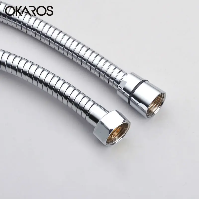 Okaros حوض الحمام دش خرطوم مرن Length1.5m المقاوم للصدأ الكروم السيليكون أنبوب خرطوم السباكة أنابيب المياه خرطوم