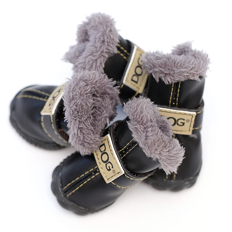4 Pcs/sets Winter Pet Dog Shoes For Small Dogs Warm Leather Puppy Snow Boots Waterproof Chihuahua Pug Cat Products|Обувь для собак| |