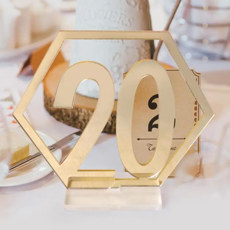 Шестигранные таблички на стол с цифрами акриловые серебристые золотые римские цифры для свадебных сидений открытки на день рождения украшения ресторана