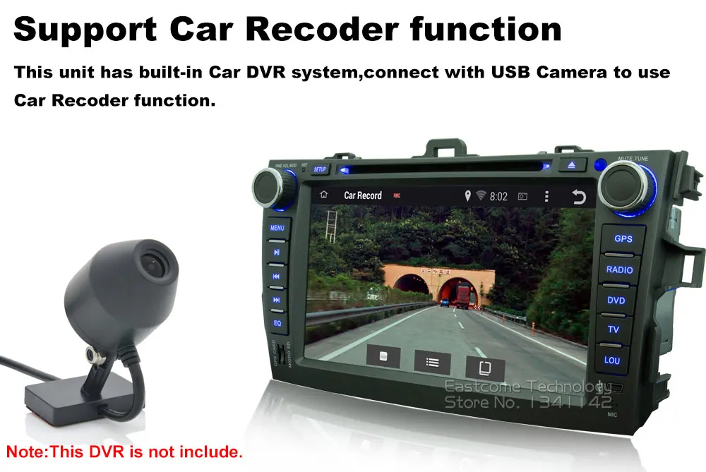 Top Pure Android 6.01 Car DVD Gray color for Toyota Corolla 2006 2007 2008 2009 2010 2011 With Octa Core Rear View Camera Radio 11