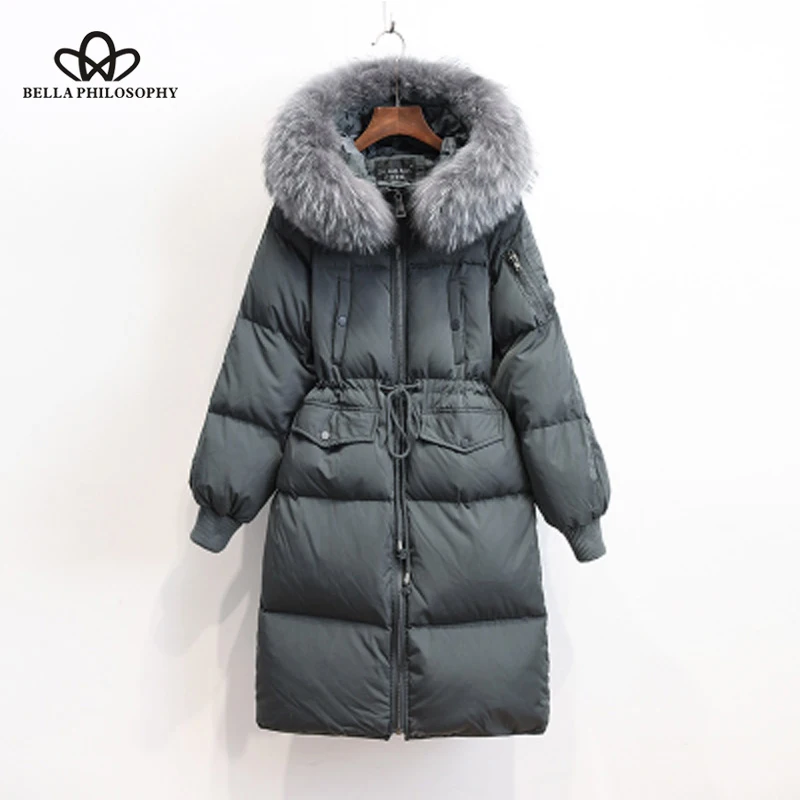 

Plus Size Chaqueta Mujer Winter Parka Real Raccoon Fur White Duck Down Jacket Women Thicken Brand Coat Hooded Invierno