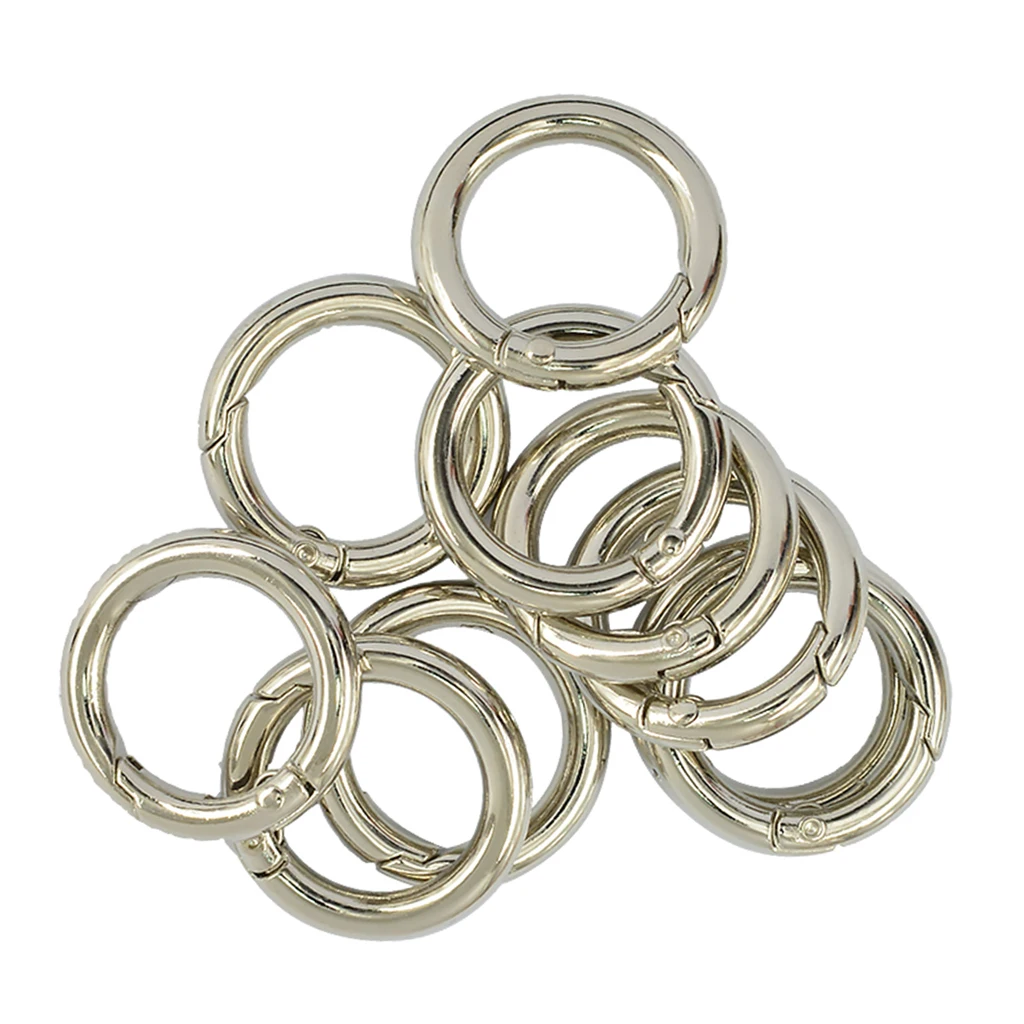 10 Pieces Zinc Alloy Circle Spring Snap Hooks Clip Keychain Key ring for Climbing Backpack Buckle