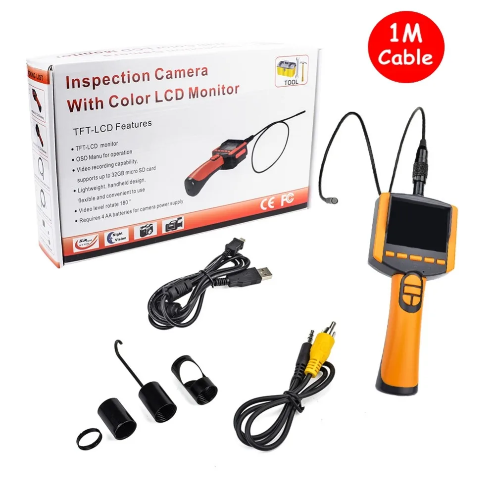 

Portable 3.5" LCD Industrial Video Inspection Camera Endoscope Waterproof 180 Rotation Snake Borescope 8.5mm Diameter 1M Cable