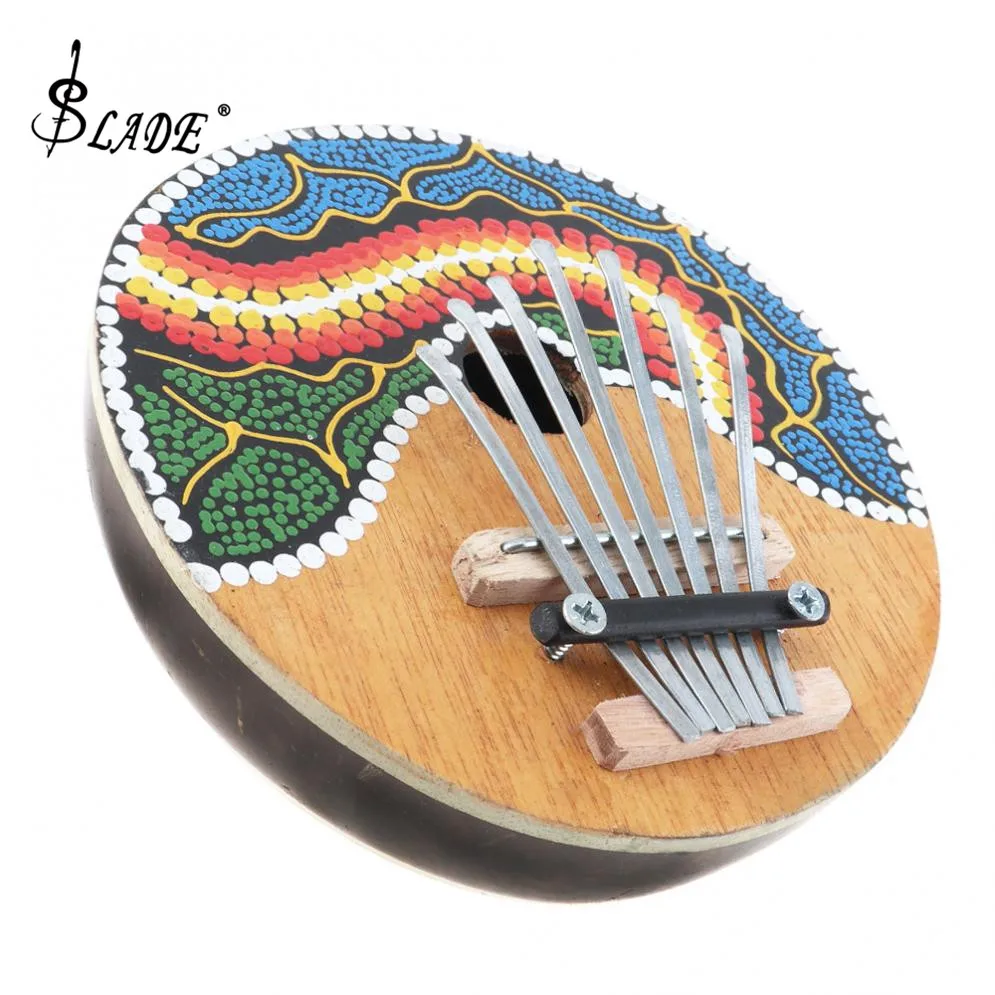 

7 Key Popular Kalimba Colored Drawing Coconut Shell Thumb Piano Mbira Natural Mini Keyboard Instrument