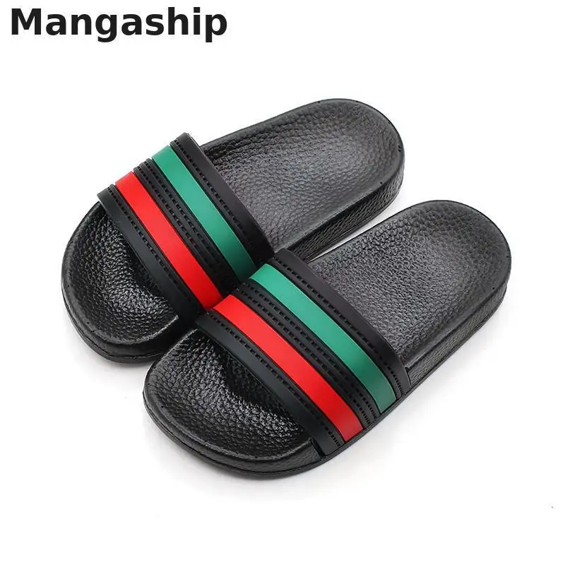 

Child Stripe Slippers For Boy Girl Casual Slippers 2019 Summer Toddler Soft Bottom Indoor Flip Flops PVC Cartoon Kids Slippers