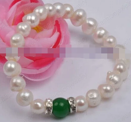 free shippinbg 03774 White Akoya Cultured Pearl Emerald Beads Bracelet | Украшения и аксессуары