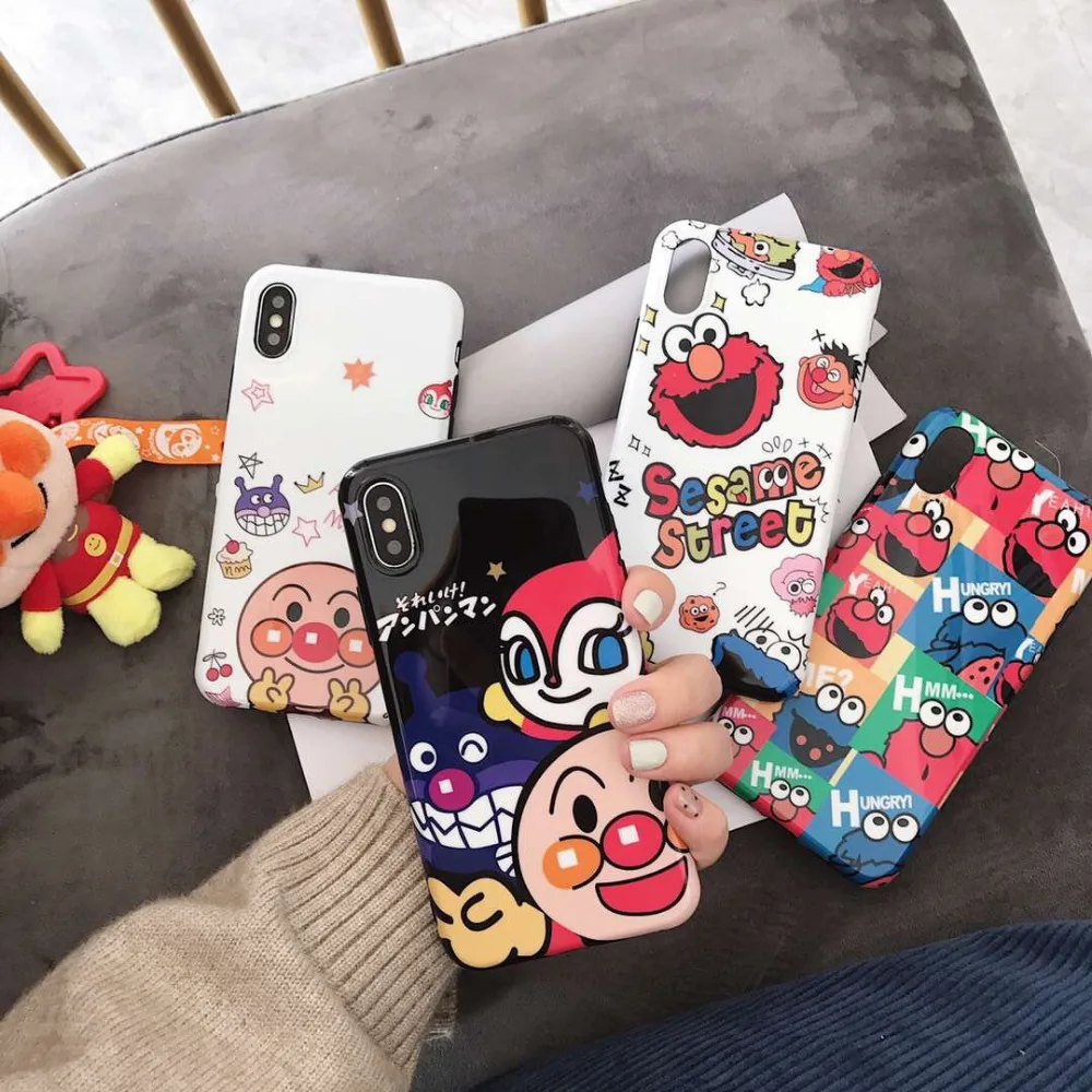 

maosenguoji fashion cute cartoon anpanman Sesame Street funny soft Mobile Phone Case for iphone 6 6s 6plus 7 8 plus X XR XS MAX