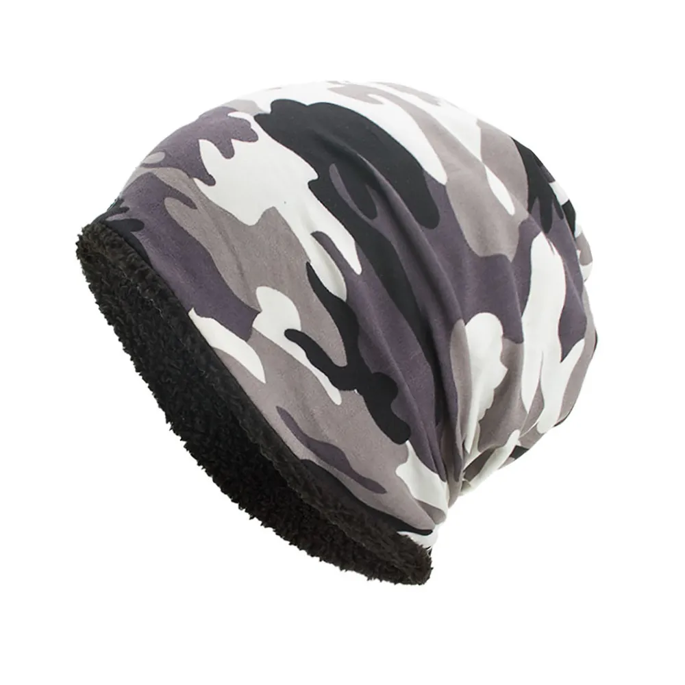 Зимние шапки для женщин Beanie мужские Skullies Bonnets теплые свободные камуфляжные вязаные крючком зимние шерстяные лыжные детская Шапка-бини шапки invierno - Цвет: White