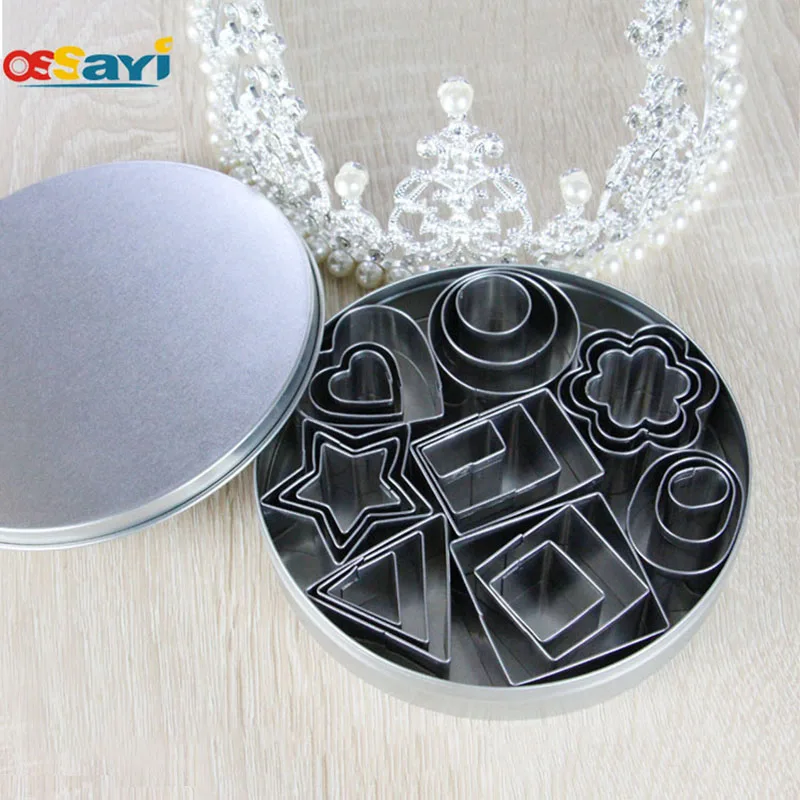 24Pcs DIY Cake Molds Set Stainless Steel Various Shapes Cake Moulds