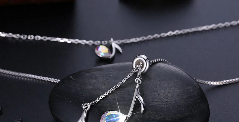 Элегантная подвеска с музыкальной нотой сияющий кристалл от Swarovski для женщин ожерелье двухслойная серебряная цепь 925 пробы