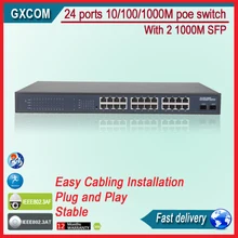 24 порта POE коммутатор с 2 гигабитным SFP портом 400 Вт POE коммутатор 24 порта полный гигабитный коммутатор