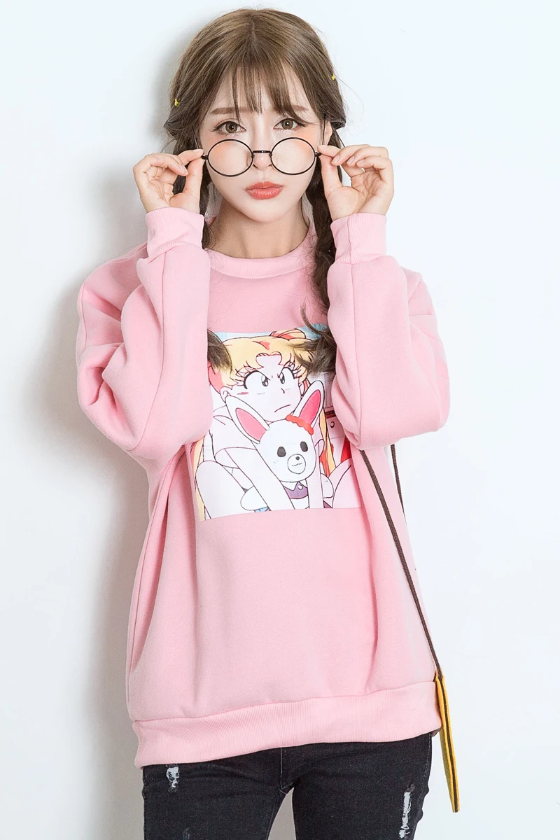 Lucu Hoodies Wanita Jepang Pakaian Sailor Moon Tsukino Usagi Hoodies