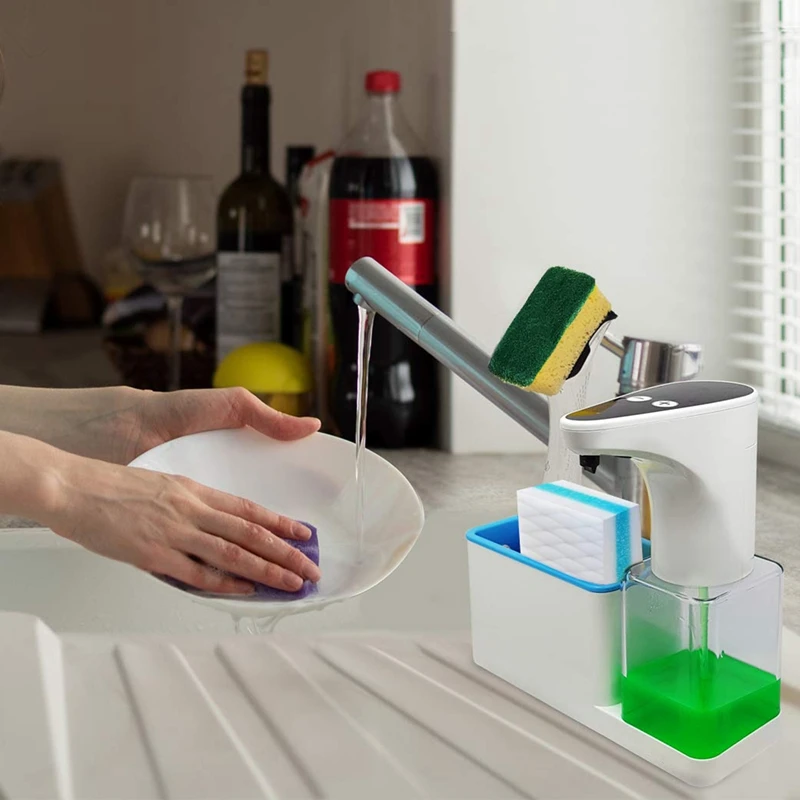 

Premium 15 Oz Kitchen Soap Dispenser With Sponge Holder Automatic And Touchless Dispense Technology Perfect Packaging For Chri