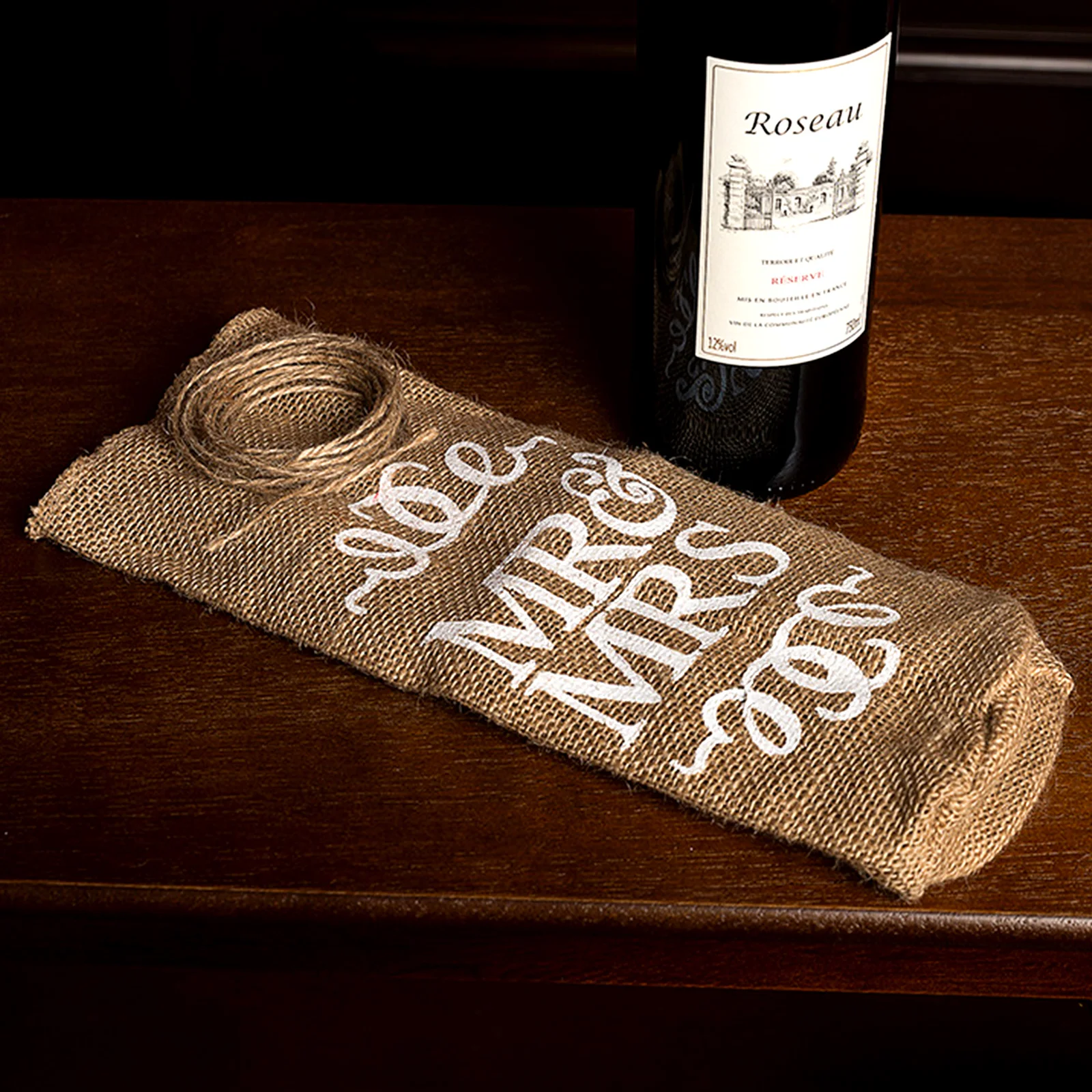 Natural Hessian Jute Wine Gift Bottle Bag Mr/&Mrs Wedding Party Favor Decor