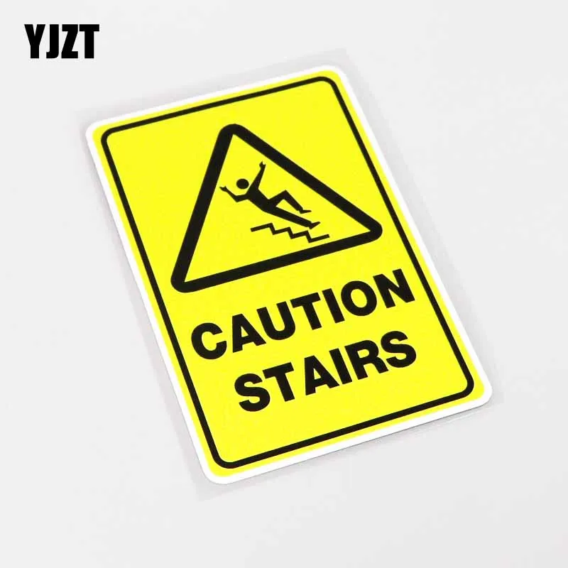 

YJZT 8.5CM*13.2CM Personality Warning Mark Caution Stairs Car Sticker Decals PVC 13-0339