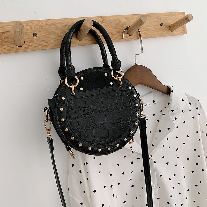

Fashion newest design women's Crocodile pattern Rivets small handbag messenger mini shoulder bag women's vintage cute bag