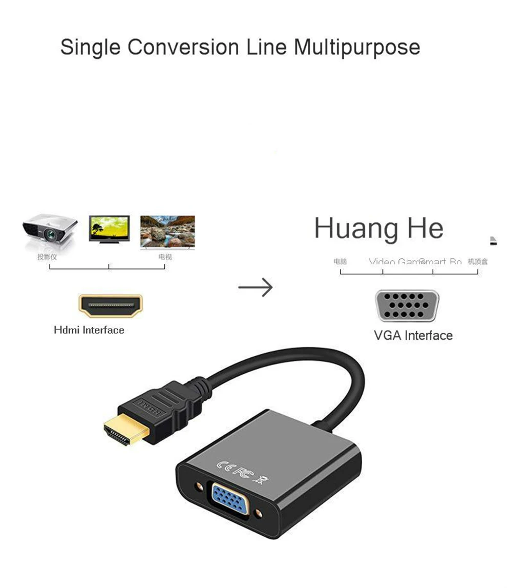 SeenDa HDMI к VGA Кабель-адаптер 1080P папа к Famale с аудио кабелем для HD ТВ xbox PS3 PS4 ноутбук ТВ коробка