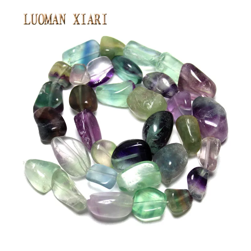 

Wholesale Gravel Irregular Shape 7-9 mm Natural Fluorite Crystal Stone Beads For Jewelry Making DIY Bracelet Necklace Stand 15''