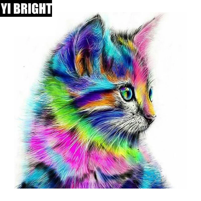 

5D diy Diamond Embroidery Handmade"Color cat" Knitting Set diamond painting Mosaic House Living Room Decoration XPZ