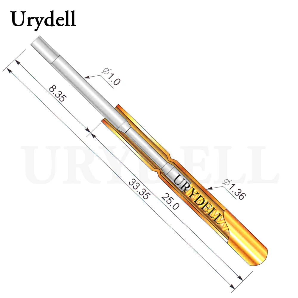 

100pcs/lot P100-G1 Dia 1.0mm Spring Test Probes Pogo Pin Length 33.35mm (180g) Free Shipping