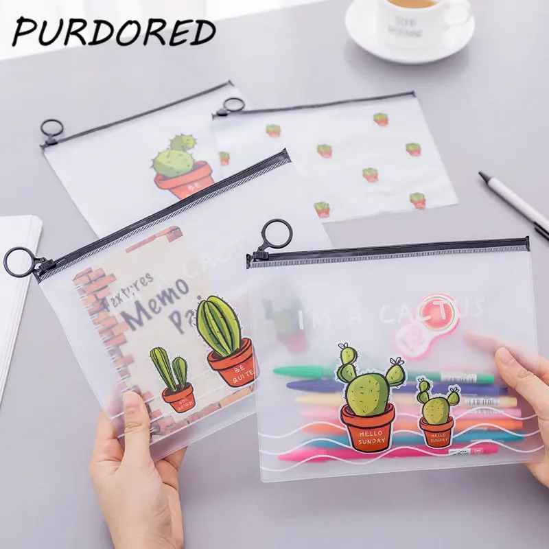 PURDORED 1 قطعة الصبار حقيبة مستحضرات تجميل واضحة للماء PVC شفافة حقيبة مستحضرات تجميل حالة حمام غسل المنظم الضرورية اللازمة