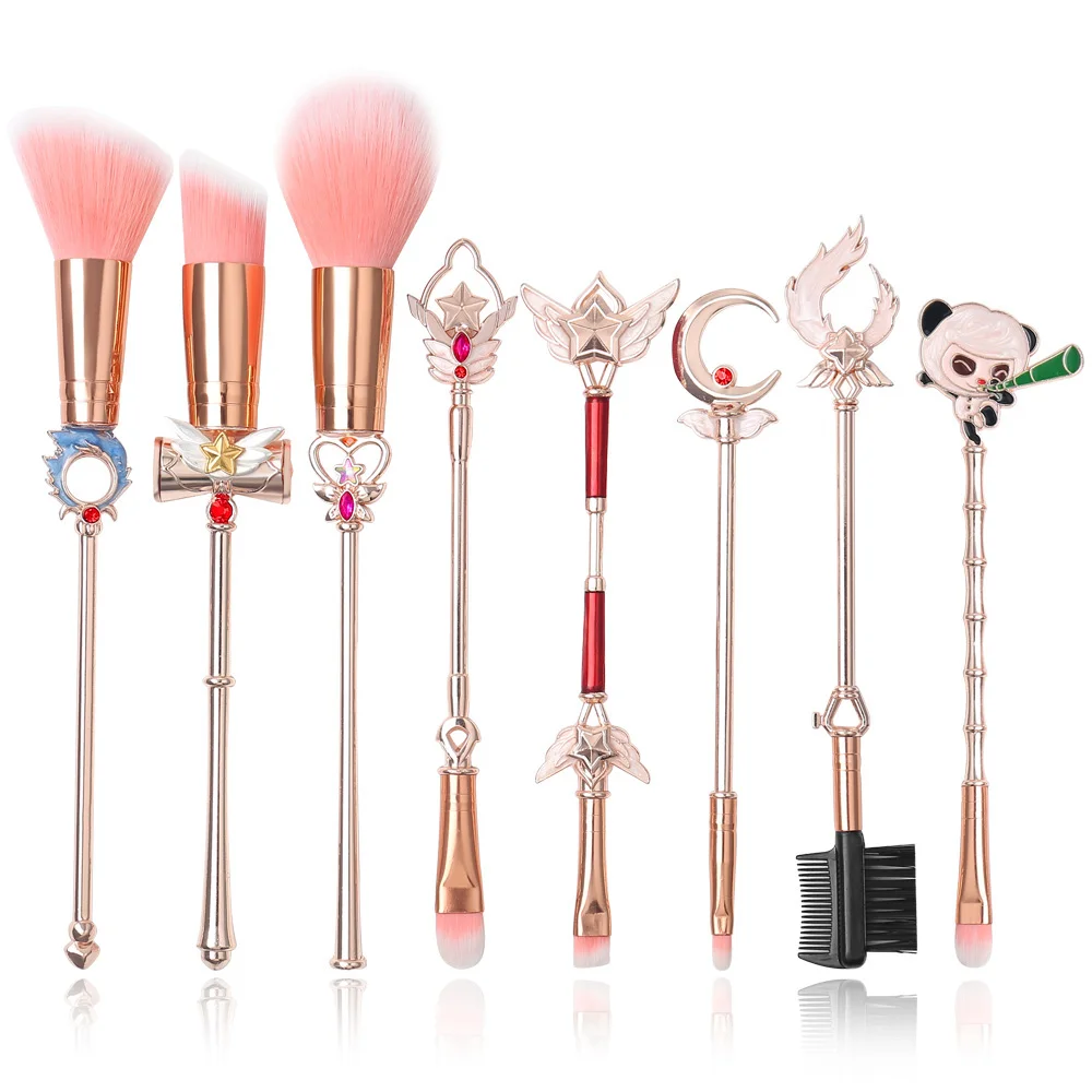

Sailor Moon Makeup Brushes Set Metal Make Up Brush Soft Synthetic Collection Kit with Powder Contour Eyeshadow Eyebrow Brushes