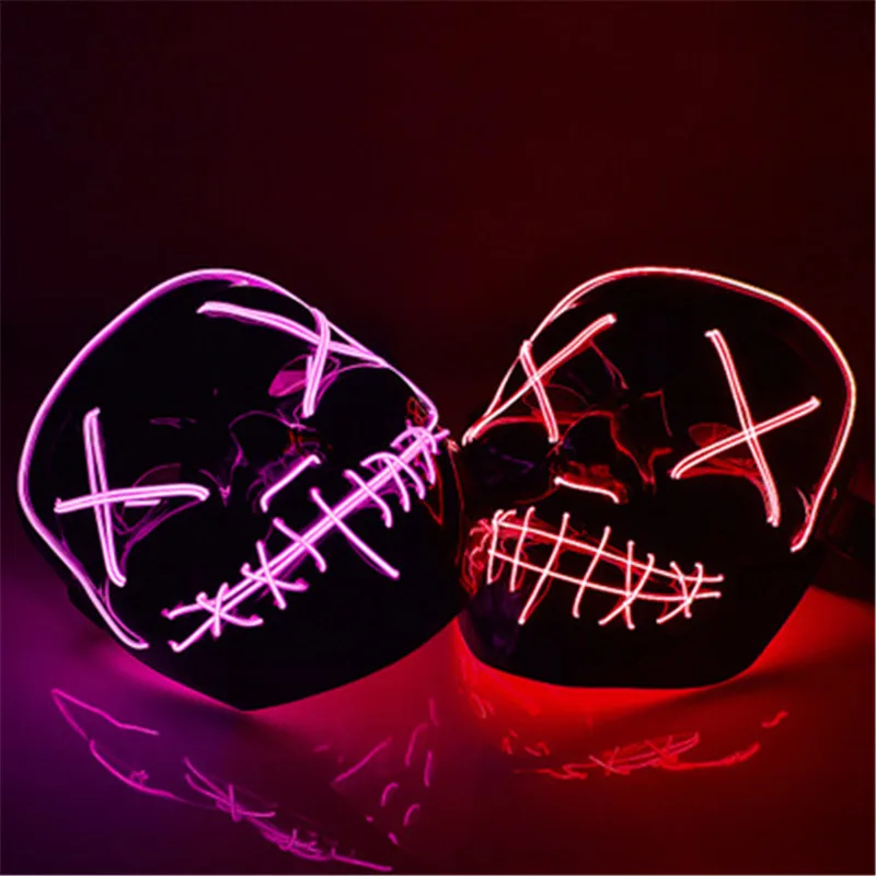 

Halloween Party Led Mask Masque Masquerade Masks Neon Maske Light Glow In The Dark Mascara Horror Maska Glowing Masker Purge