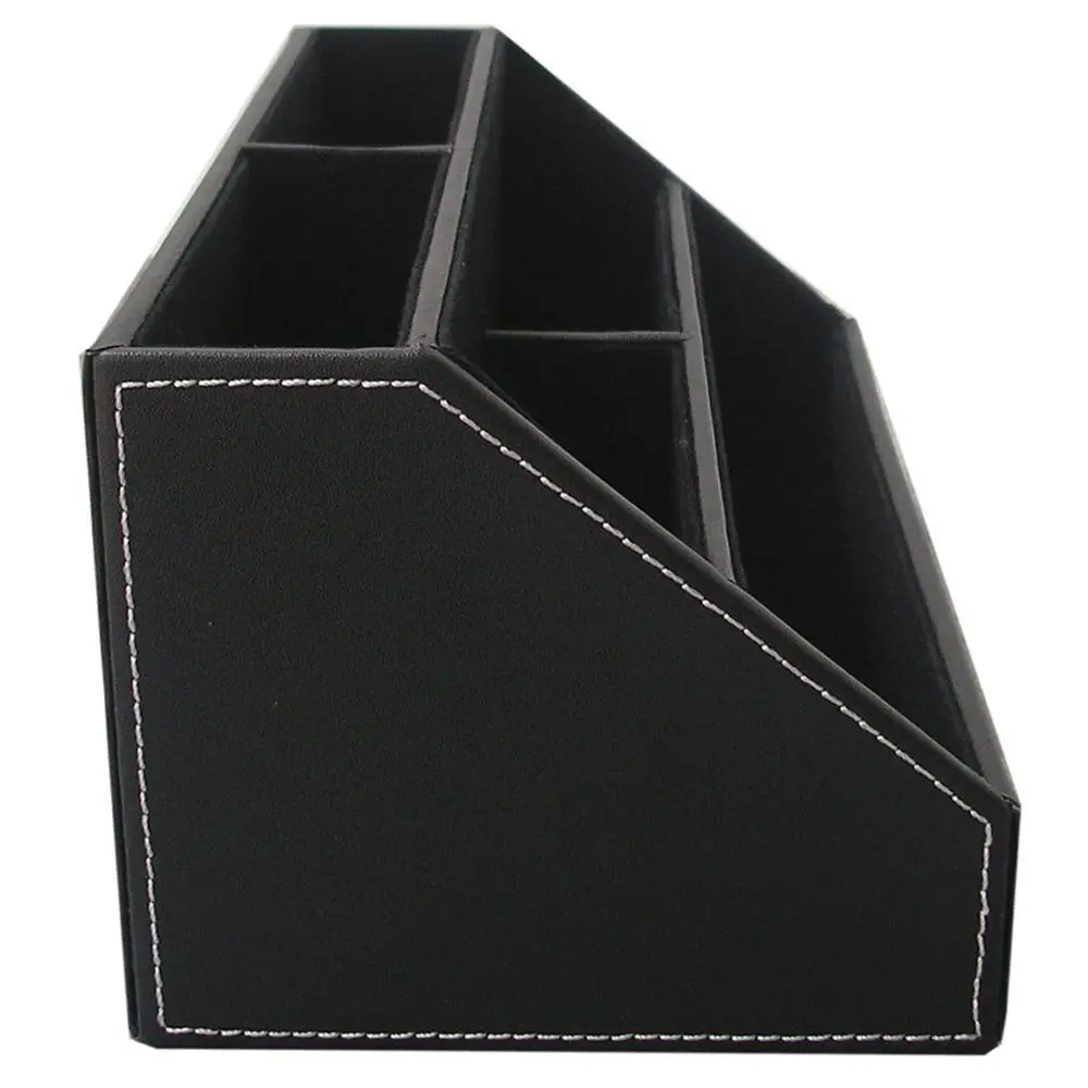  Home Office Wooden Struction Leather Multi-function Desk Stationery Organizer Storage Box Pen/Penci