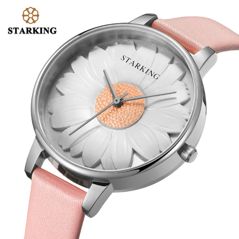 

STARKING Luxury Brand Woman Watch 2018 High-end 3D Chrysanthemum Watch Hot Women Gifts Vintage Hand Clock Women 30M Waterproof