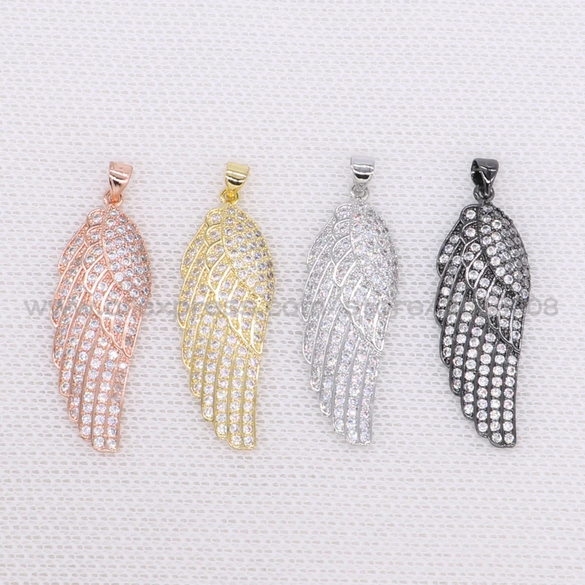 

8Pcs Micro pave wing shape Charm pendant Handcrafted nacklace Accessories Mix colors Cubic Zircon druzy Gems jewelry 1567