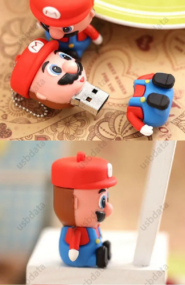 3D мультфильм рисунок Супер Марио внешние запоминающие устройства 2,0 USB флэш-карты памяти накопитель 8 ГБ 16 ГБ 32 ГБ 64 ГБ флешки