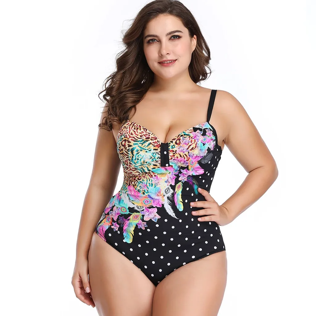 

Brazilian Swimwear Women Plus Size 3XL Floral Print Swimsuit One Piece Swim Suit Summer 2019 Swimwear Stroje K Pielowe Damskie