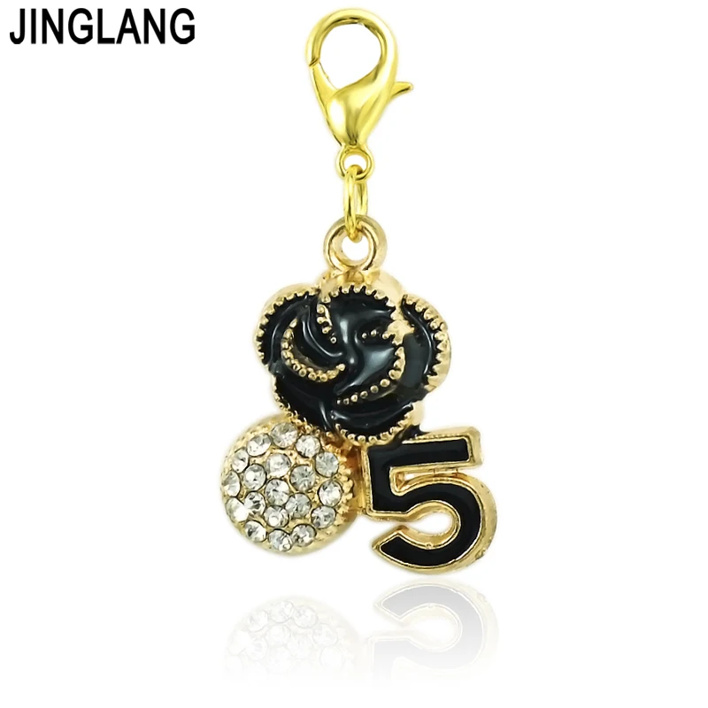 JINGLANG Fashion Girls Charms Alloy Gold Color Rhinestone Flower Letter Lobster Clasp For Jewelry DIY Making Accessories | Украшения и