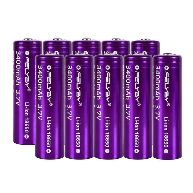 HOT!FELYBY New Original 18650 Battery 3.7V 3400mAh 2-10pcs High Capacity Lithium Rechargeable Batteries - Цвет: 10 pcs