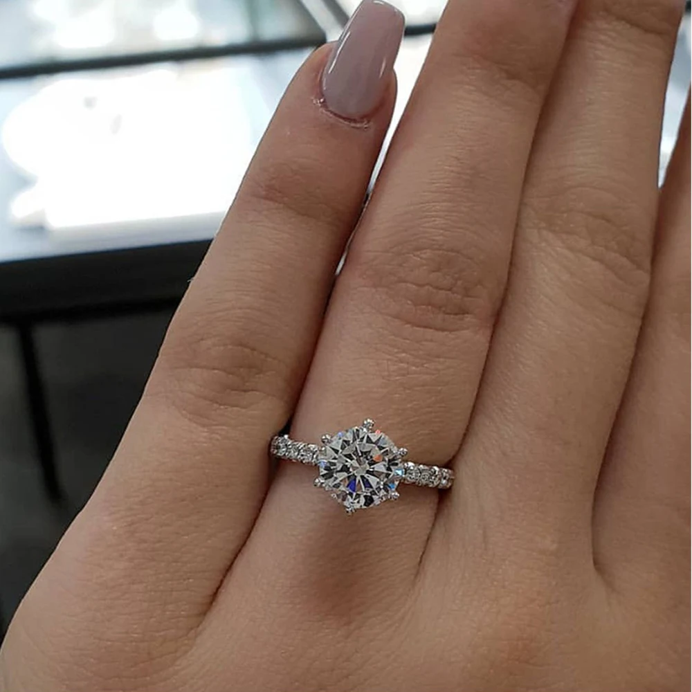 IPARAM 2019 Classic Engagement Ring 6 Claws Design AAA White Cubic Zircon Female Women Wedding Band CZ Rings Jewelry