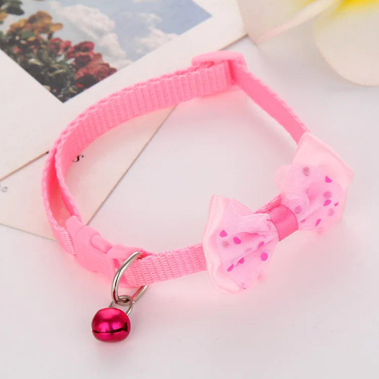 2019new Puppy Adjustable Pet Collar Cute Bowknot Necktie Dog Cat Nylon Bell Kitten Bow Tie Collar - Цвет: 01