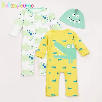 

3Piece/3-24Months/Spring Autumn Newborn Clothing Sets Baby Boys Clothes Long Sleeves Cotton Rompers+Hats Infant Jumpsuit BC1544