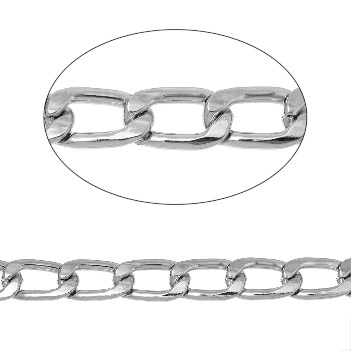 Beveled Links Curb Chains Silver Tone 14mm( 4/8&quot) x 8mm( 3/8&quot) 2 M 2016 new | Украшения и аксессуары