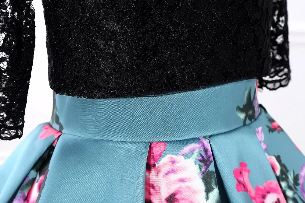 dusty blue floral prom dress