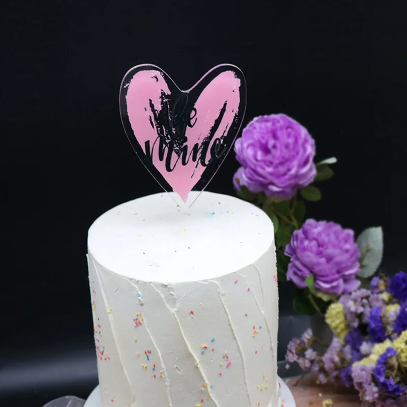 Be Mine акриловые торт Топпер Sweet Heart украшения для кексов для предложения, свадебное свадьба Валентина вечерние аксессуары для украшения