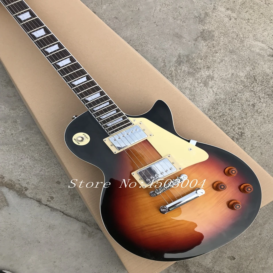 

2017 Custom Shop SunburLP Electric Guitar,Chrome hardware,Chibson Solid mahogany body guitar,can be customized as to customized